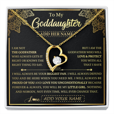 Forever Love Necklace 18K Yellow Gold Finish | 1 | Personalized To My Goddaughter Necklace From Godfather Your Biggest Fan Birthday Gifts For Goddaughter Gifts Christmas Jewelry Custom Gift Box Message Card | siriusteestore.myshopify