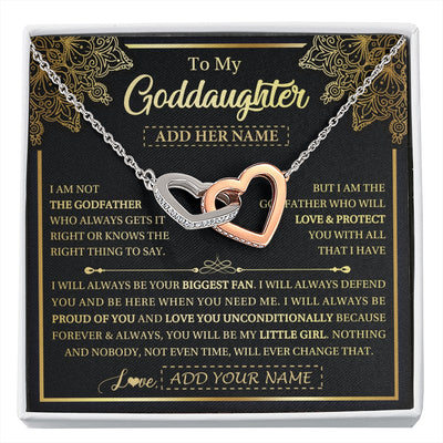 Interlocking Hearts Necklace Stainless Steel & Rose Gold Finish | 1 | Personalized To My Goddaughter Necklace From Godfather Your Biggest Fan Birthday Gifts For Goddaughter Gifts Christmas Jewelry Custom Gift Box Message Card | siriusteestore.myshopify