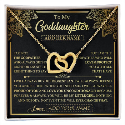 Interlocking Hearts Necklace 18K Yellow Gold Finish | 1 | Personalized To My Goddaughter Necklace From Godfather Your Biggest Fan Birthday Gifts For Goddaughter Gifts Christmas Jewelry Custom Gift Box Message Card | siriusteestore.myshopify
