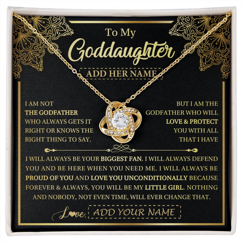 Love Knot Necklace 18K Yellow Gold Finish | 1 | Personalized To My Goddaughter Necklace From Godfather Your Biggest Fan Birthday Gifts For Goddaughter Gifts Christmas Jewelry Custom Gift Box Message Card | siriusteestore.myshopify