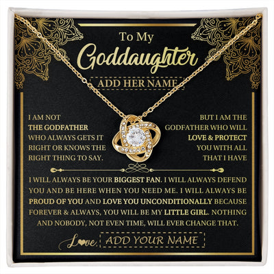 Love Knot Necklace 18K Yellow Gold Finish | 1 | Personalized To My Goddaughter Necklace From Godfather Your Biggest Fan Birthday Gifts For Goddaughter Gifts Christmas Jewelry Custom Gift Box Message Card | siriusteestore.myshopify