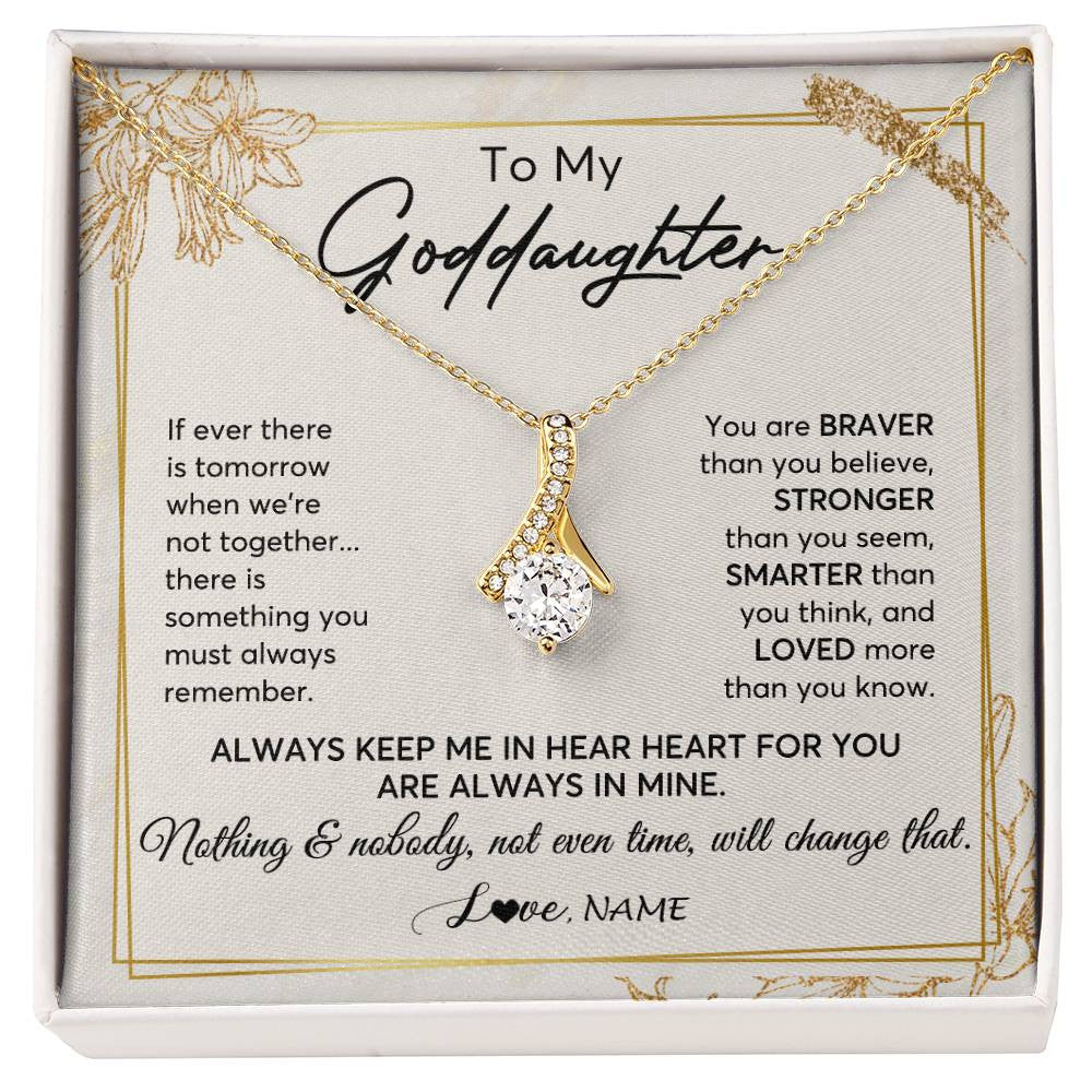 Alluring Beauty Necklace 18K Yellow Gold Finish | 1 | Personalized To My Goddaughter Necklace From Godmother Always Keep Me In Your Heart Goddaughter Birthday Graduation Christmas Customized Gift Box Message Card | siriusteestore