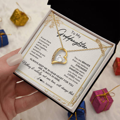 Forever Love Necklace 18K Yellow Gold Finish | 2 | Personalized To My Goddaughter Necklace From Godmother Always Keep Me In Your Heart Goddaughter Birthday Graduation Christmas Customized Gift Box Message Card | siriusteestore