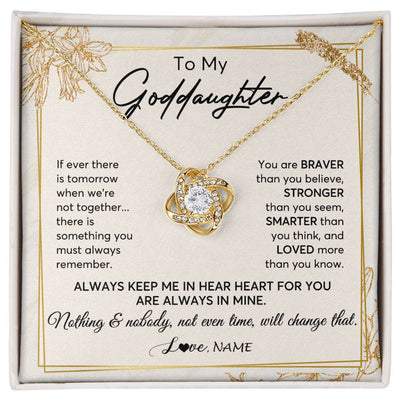 Love Knot Necklace 18K Yellow Gold Finish | 1 | Personalized To My Goddaughter Necklace From Godmother Always Keep Me In Your Heart Goddaughter Birthday Graduation Christmas Customized Gift Box Message Card | siriusteestore