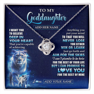 Love Knot Necklace 14K White Gold Finish | 1 | Personalized To My Goddaughter Necklace From Godmother Aunt Believe Your Heart Goddaughter Gift Birthday Graduation Christmas Customized Gift Box Message Card | siriusteestore.myshopify