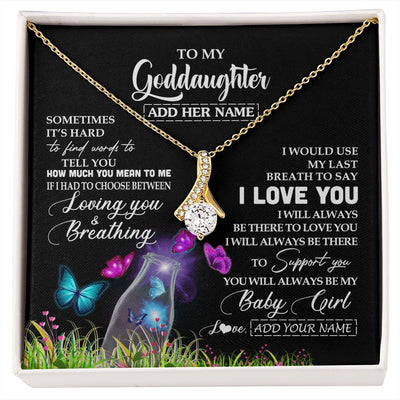 Alluring Beauty Necklace 18K Yellow Gold Finish | 1 | Personalized To My Goddaughter Necklace From Godmother Aunt Butterfly Sometimes Say I Love You Goddaughter Birthday Christmas Custom Gift Box Message Card | siriusteestore.myshopify