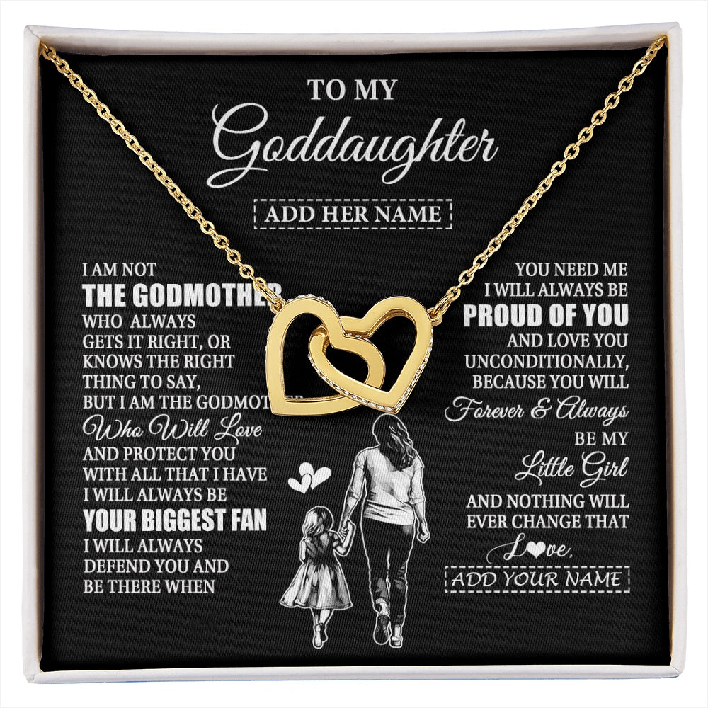 Interlocking Hearts Necklace 18K Yellow Gold Finish | 1 | Personalized To My Goddaughter Necklace From Godmother Biggest Fan Birthday Gifts For Goddaughter From Godmother Uncle Christmas Custom Gift Box Message Card | siriusteestore.myshopify