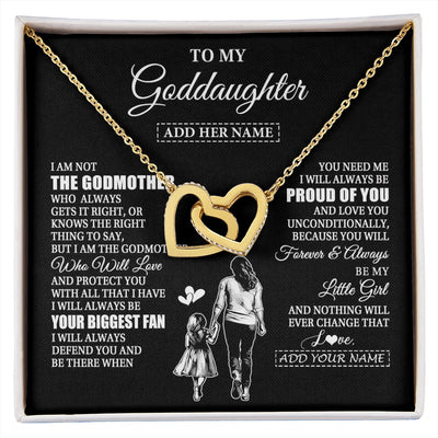 Interlocking Hearts Necklace 18K Yellow Gold Finish | 1 | Personalized To My Goddaughter Necklace From Godmother Biggest Fan Birthday Gifts For Goddaughter From Godmother Uncle Christmas Custom Gift Box Message Card | siriusteestore.myshopify