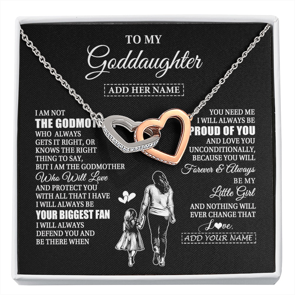 Interlocking Hearts Necklace Stainless Steel & Rose Gold Finish | 1 | Personalized To My Goddaughter Necklace From Godmother Biggest Fan Birthday Gifts For Goddaughter From Godmother Uncle Christmas Custom Gift Box Message Card | siriusteestore.myshopify