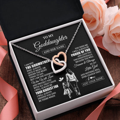 Interlocking Hearts Necklace Stainless Steel & Rose Gold Finish | 2 | Personalized To My Goddaughter Necklace From Godmother Biggest Fan Birthday Gifts For Goddaughter From Godmother Uncle Christmas Custom Gift Box Message Card | siriusteestore.myshopify