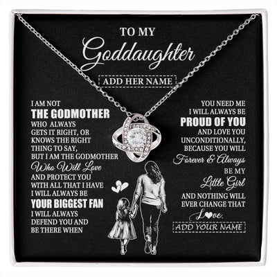 Love Knot Necklace 14K White Gold Finish | 1 | Personalized To My Goddaughter Necklace From Godmother Biggest Fan Birthday Gifts For Goddaughter From Godmother Uncle Christmas Custom Gift Box Message Card | siriusteestore.myshopify