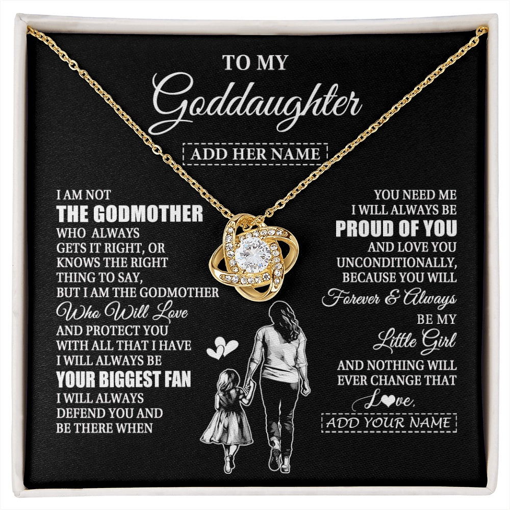 Love Knot Necklace 18K Yellow Gold Finish | 1 | Personalized To My Goddaughter Necklace From Godmother Biggest Fan Birthday Gifts For Goddaughter From Godmother Uncle Christmas Custom Gift Box Message Card | siriusteestore.myshopify