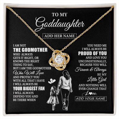 Love Knot Necklace 18K Yellow Gold Finish | 1 | Personalized To My Goddaughter Necklace From Godmother Biggest Fan Birthday Gifts For Goddaughter From Godmother Uncle Christmas Custom Gift Box Message Card | siriusteestore.myshopify