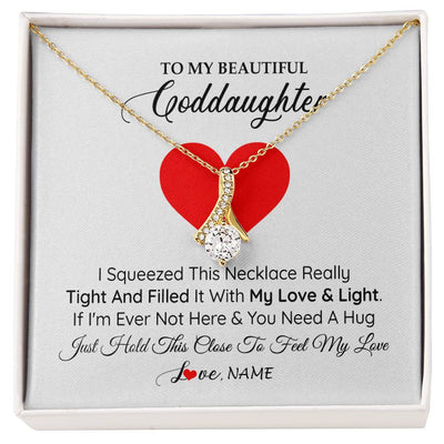 Alluring Beauty Necklace 18K Yellow Gold Finish | 1 | Personalized To My Goddaughter Necklace From Godmother Godfather I Squeezed This Necklace Goddaughter Birthday Christmas Customized Gift Box Message Card | siriusteestore
