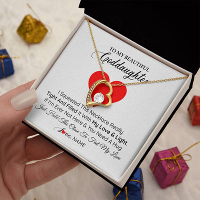 Forever Love Necklace 18K Yellow Gold Finish | 2 | Personalized To My Goddaughter Necklace From Godmother Godfather I Squeezed This Necklace Goddaughter Birthday Christmas Customized Gift Box Message Card | siriusteestore