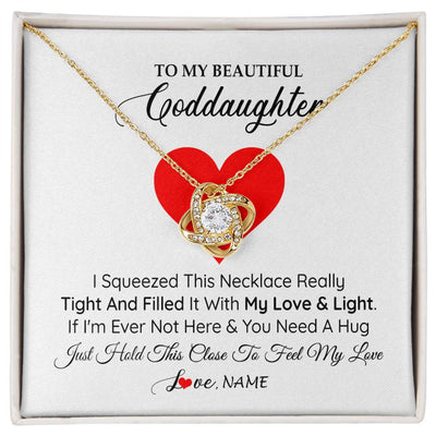 Love Knot Necklace 18K Yellow Gold Finish | 1 | Personalized To My Goddaughter Necklace From Godmother Godfather I Squeezed This Necklace Goddaughter Birthday Christmas Customized Gift Box Message Card | siriusteestore
