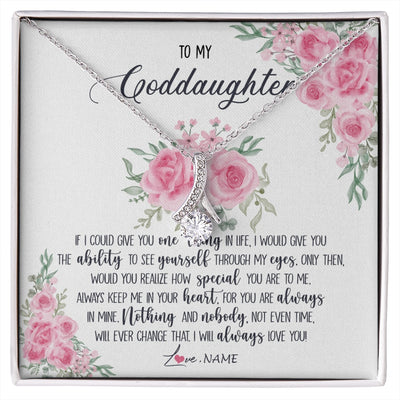 Alluring Beauty Necklace 14K White Gold Finish | 1 | Personalized To My Goddaughter Necklace From Godmother Godfather I Will Always Love You Goddaughter Birthday Christmas Customized Gift Box Message Card | https://siriusteestore.