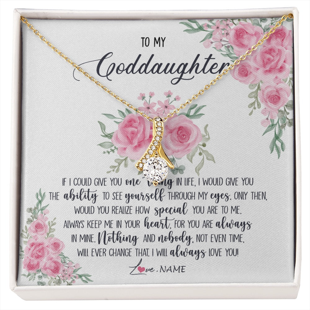 Alluring Beauty Necklace 18K Yellow Gold Finish | 1 | Personalized To My Goddaughter Necklace From Godmother Godfather I Will Always Love You Goddaughter Birthday Christmas Customized Gift Box Message Card | https://siriusteestore.