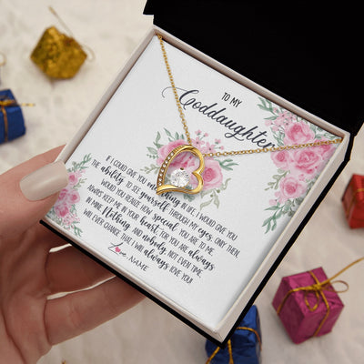 Forever Love Necklace 18K Yellow Gold Finish | 2 | Personalized To My Goddaughter Necklace From Godmother Godfather I Will Always Love You Goddaughter Birthday Christmas Customized Gift Box Message Card | https://siriusteestore.