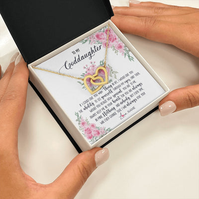 Interlocking Hearts Necklace 18K Yellow Gold Finish | 2 | Personalized To My Goddaughter Necklace From Godmother Godfather I Will Always Love You Goddaughter Birthday Christmas Customized Gift Box Message Card | https://siriusteestore.