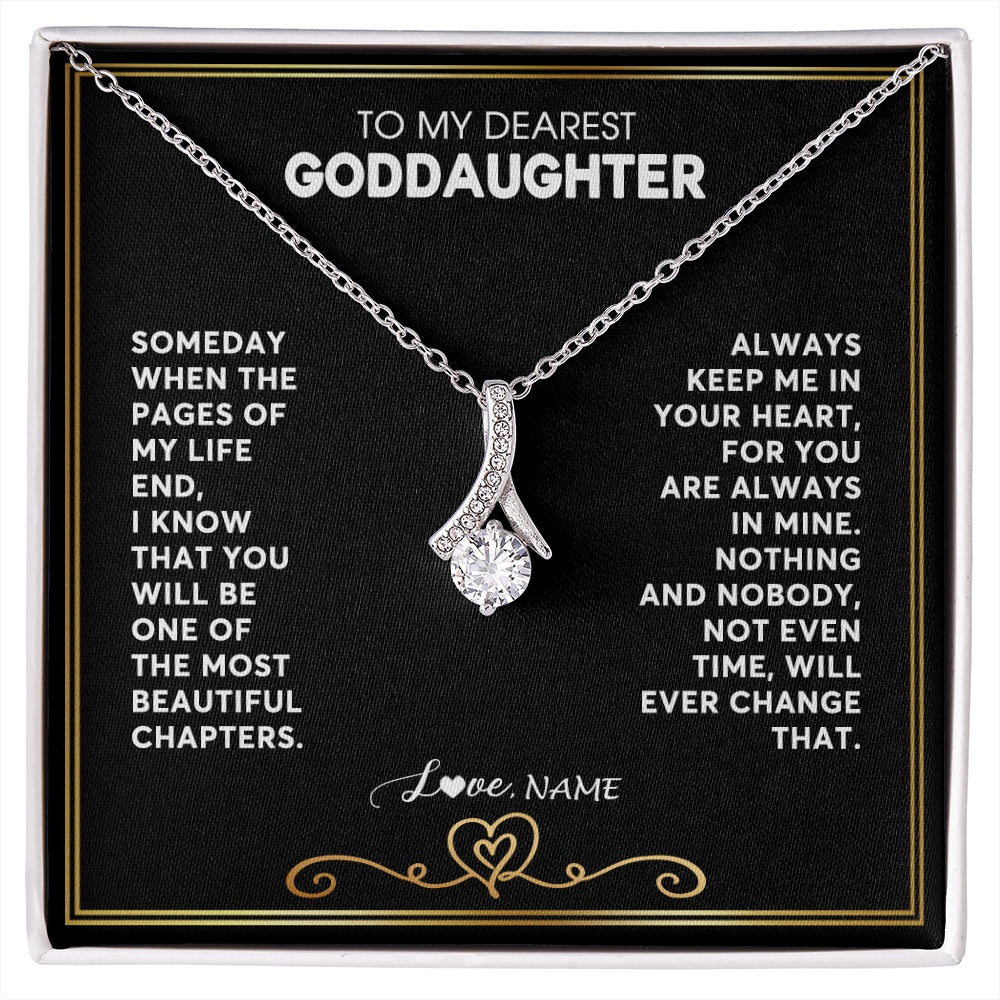 Alluring Beauty Necklace 14K White Gold Finish | 1 | Personalized To My Goddaughter Necklace From Godmother Godfather When The Pages Of My Life End Goddaughter Birthday Christmas Customized Gift Box Message Card | siriusteestore.myshopify