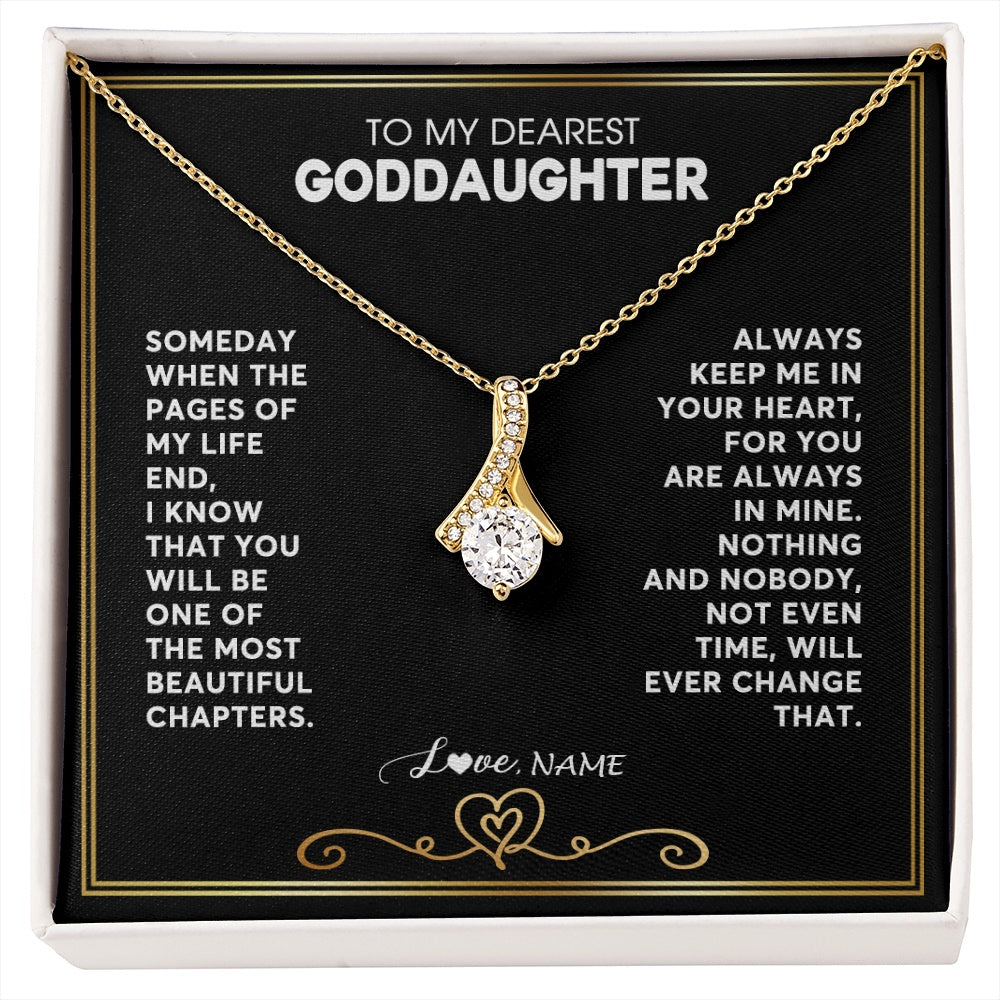 Alluring Beauty Necklace 18K Yellow Gold Finish | 1 | Personalized To My Goddaughter Necklace From Godmother Godfather When The Pages Of My Life End Goddaughter Birthday Christmas Customized Gift Box Message Card | siriusteestore.myshopify