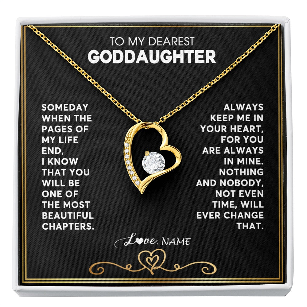 Forever Love Necklace 18K Yellow Gold Finish | 1 | Personalized To My Goddaughter Necklace From Godmother Godfather When The Pages Of My Life End Goddaughter Birthday Christmas Customized Gift Box Message Card | siriusteestore.myshopify