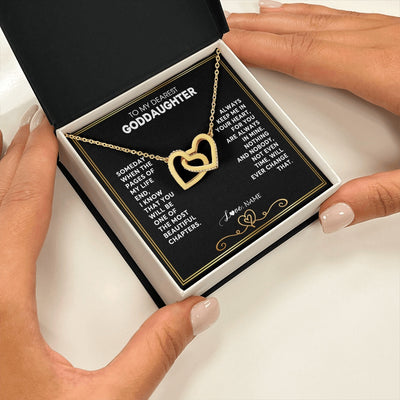 Interlocking Hearts Necklace 18K Yellow Gold Finish | 2 | Personalized To My Goddaughter Necklace From Godmother Godfather When The Pages Of My Life End Goddaughter Birthday Christmas Customized Gift Box Message Card | siriusteestore.myshopify