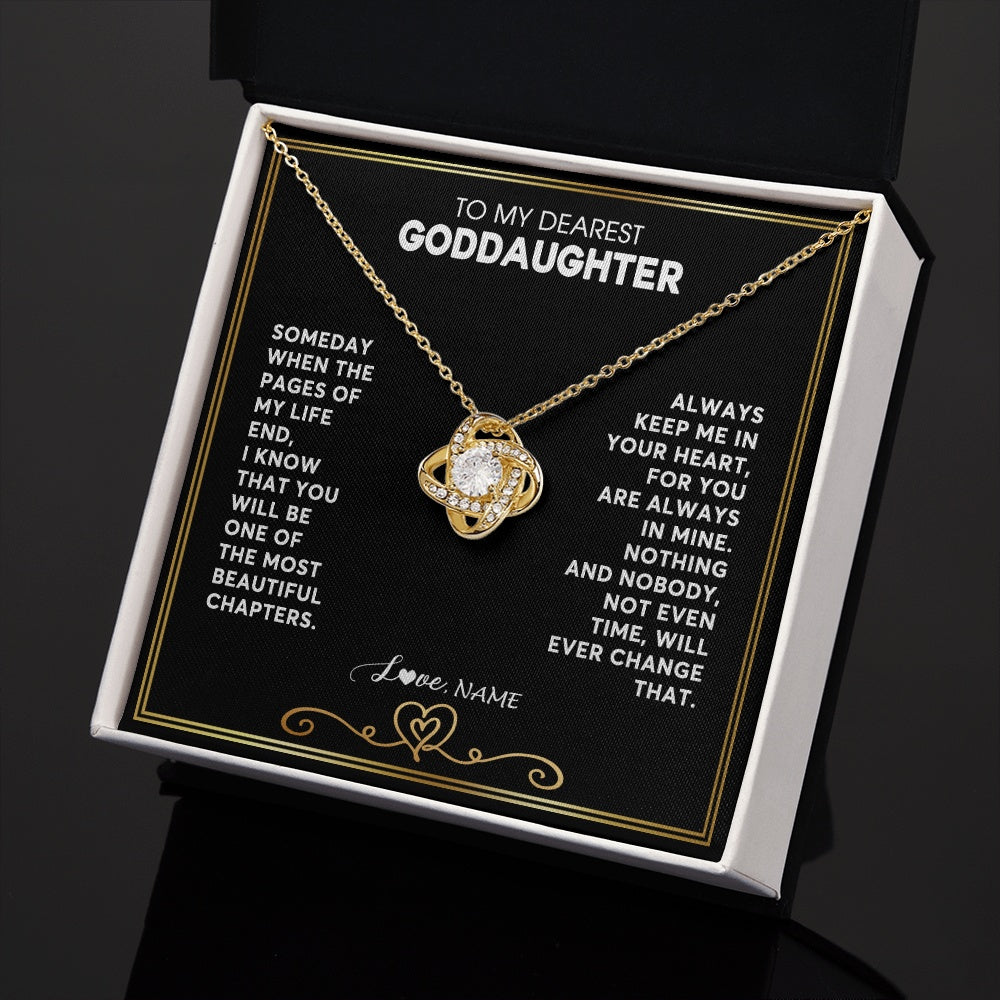 Love Knot Necklace 18K Yellow Gold Finish | 2 | Personalized To My Goddaughter Necklace From Godmother Godfather When The Pages Of My Life End Goddaughter Birthday Christmas Customized Gift Box Message Card | siriusteestore.myshopify