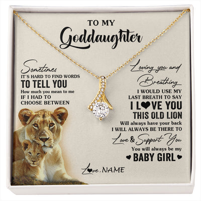 Alluring Beauty Necklace 18K Yellow Gold Finish | 1 | Personalized To My Goddaughter Necklace From Godmother I Love You This Old Lion Goddaughter Birthday Christmas Jewelry Customized Gift Box Message Card | siriusteestore