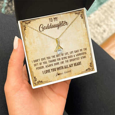 Alluring Beauty Necklace 18K Yellow Gold Finish | 2 | Personalized To My Goddaughter Necklace From Godmother I Love You With All My Heart Goddaughter Birthday Graduation Christmas Customized Gift Box Message Card | siriusteestore