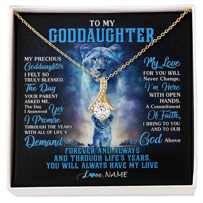 Alluring Beauty Necklace 18K Yellow Gold Finish | 1 | Personalized To My Goddaughter Necklace From Godmother Lion My Precious Goddaughter Birthday Graduation Christmas Customized Gift Box Message Card | siriusteestore