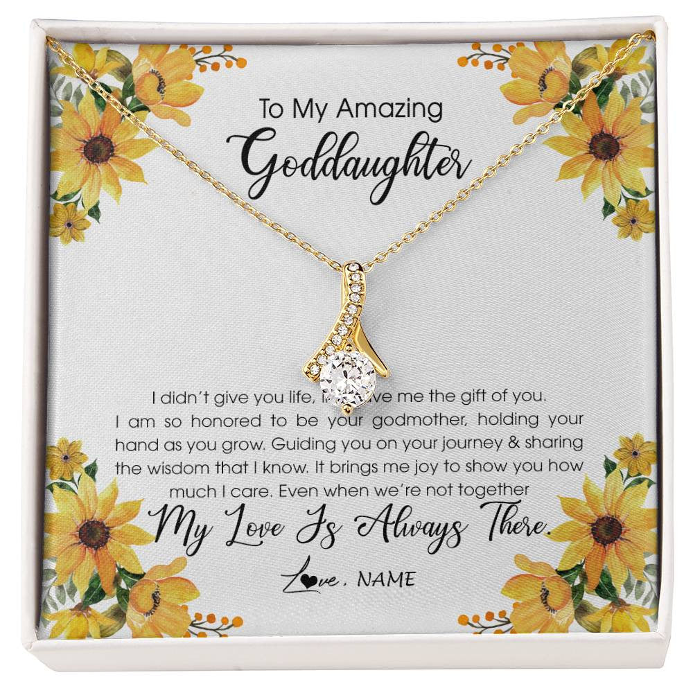 Alluring Beauty Necklace 18K Yellow Gold Finish | Personalized To My Goddaughter Necklace From Godmother My Love Is Always There Goddaughter Birthday Christmas Graduation Customized Gift Box Message Card | siriusteestore