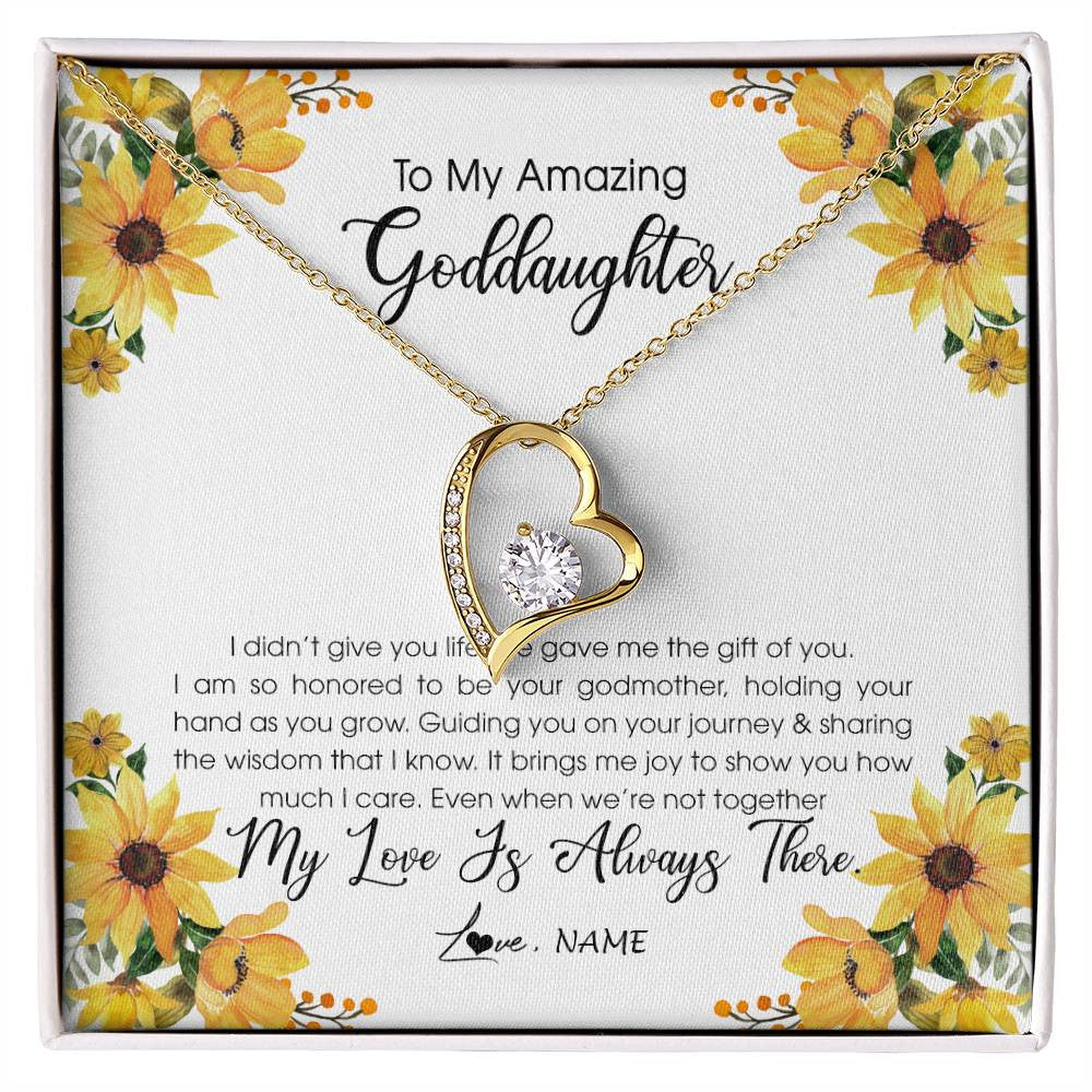 Forever Love Necklace 18K Yellow Gold Finish | Personalized To My Goddaughter Necklace From Godmother My Love Is Always There Goddaughter Birthday Christmas Graduation Customized Gift Box Message Card | siriusteestore