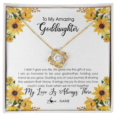 Love Knot Necklace 18K Yellow Gold Finish | Personalized To My Goddaughter Necklace From Godmother My Love Is Always There Goddaughter Birthday Christmas Graduation Customized Gift Box Message Card | siriusteestore