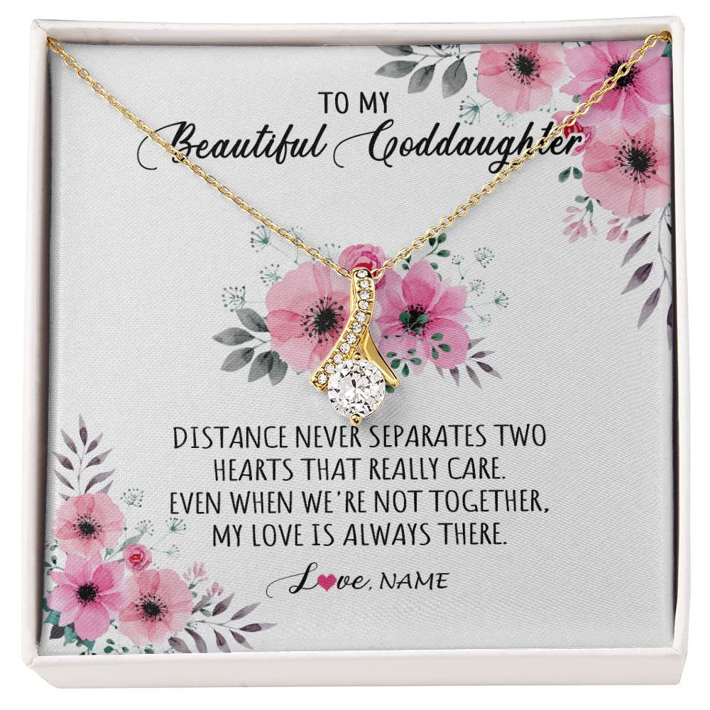 Alluring Beauty Necklace 18K Yellow Gold Finish | Personalized To My Goddaughter Necklace From Godmother My Love Is Always There Goddaughter Birthday Graduation Christmas Customized Gift Box Message Card | siriusteestore