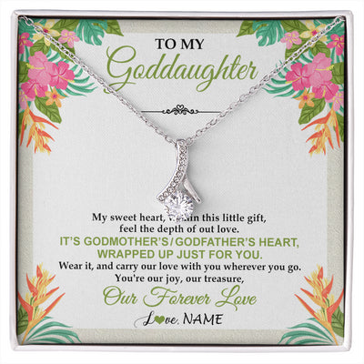 Alluring Beauty Necklace 14K White Gold Finish | 1 | Personalized To My Goddaughter Necklace From Godmother My Sweet Heart Birthday Gift For Goddaughter Valentine's Day Christmas Customized Gift Box Message Card | siriusteestore