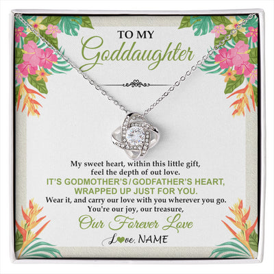 Love Knot Necklace 14K White Gold Finish | 1 | Personalized To My Goddaughter Necklace From Godmother My Sweet Heart Birthday Gift For Goddaughter Valentine's Day Christmas Customized Gift Box Message Card | siriusteestore