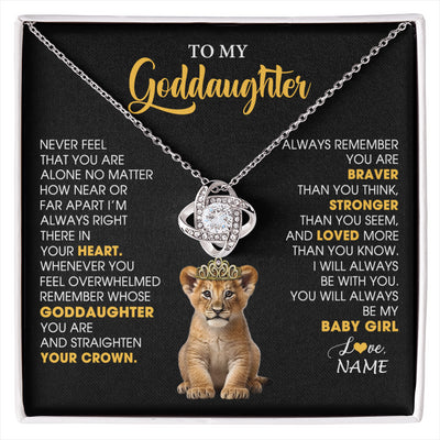 Love Knot Necklace 14K White Gold Finish | 1 | Personalized To My Goddaughter Necklace From Godmother Never Feel You Are Alone Lion Birthday Gift Goddaughter Christmas Customized Gift Box Message Card | siriusteestore