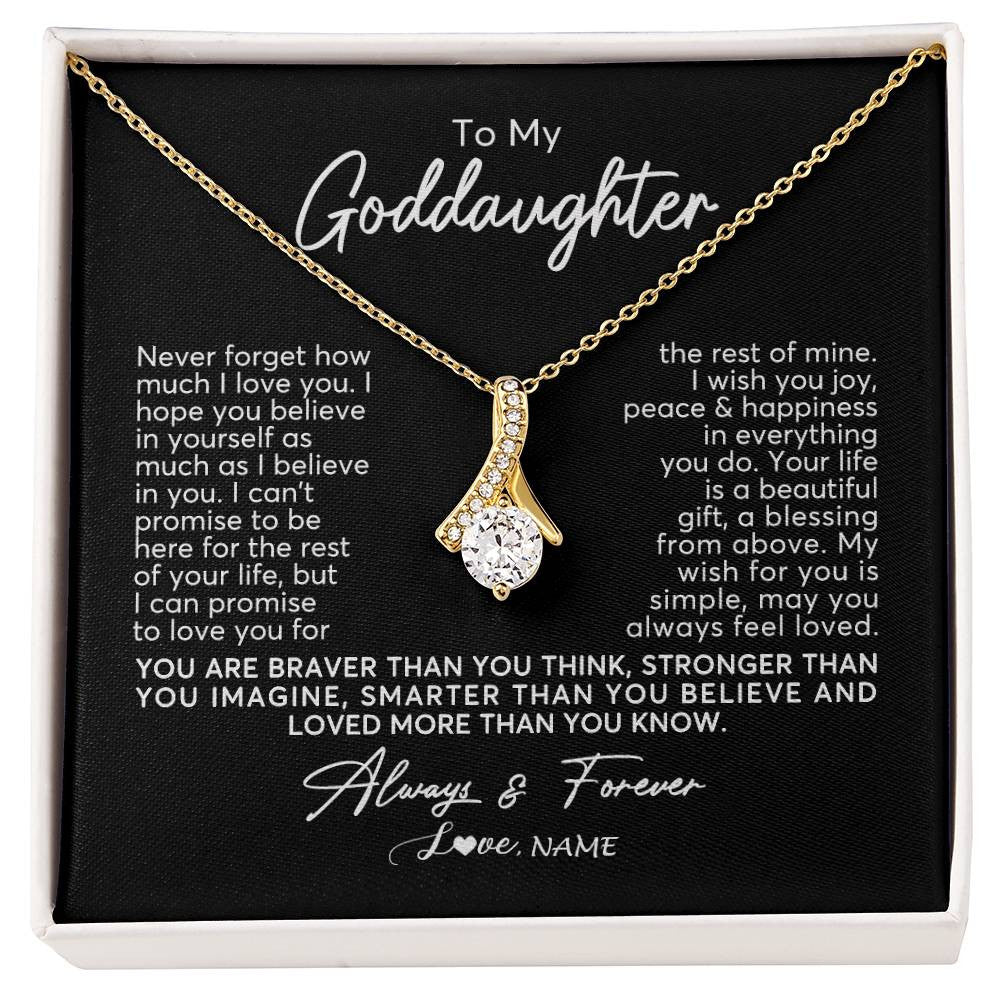 Alluring Beauty Necklace 18K Yellow Gold Finish | Personalized To My Goddaughter Necklace From Godmother Never Forget How Much I Love You Goddaughter Birthday Christmas Jewelry Customized Gift Box Message Card | siriusteestore