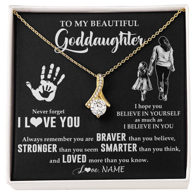 Alluring Beauty Necklace 18K Yellow Gold Finish | 1 | Personalized To My Goddaughter Necklace From Godmother Never Forget I Love You Goddaughter Birthday Christmas Graduation Customized Gift Box Message Card | siriusteestore