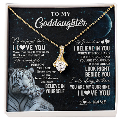 Alluring Beauty Necklace 18K Yellow Gold Finish | 1 | Personalized To My Goddaughter Necklace From Godmother Never Forget I Love You White Tiger Goddaughter Birthday Christmas Customized Gift Box Message Card | siriusteestore