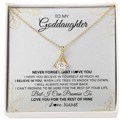 Alluring Beauty Necklace 18K Yellow Gold Finish | 1 | Personalized To My Goddaughter Necklace From Godmother Never Forget That I Love You Goddaughter Birthday Graduation Christmas Customized Gift Box Message Card | siriusteestore