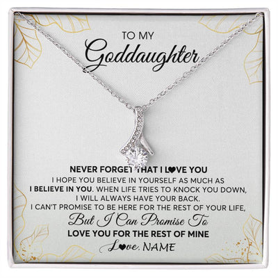 Alluring Beauty Necklace | Personalized To My Goddaughter Necklace From Godmother Never Forget That I Love You Goddaughter Birthday Graduation Christmas Customized Gift Box Message Card | siriusteestore