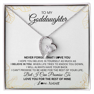 Forever Love Necklace | Personalized To My Goddaughter Necklace From Godmother Never Forget That I Love You Goddaughter Birthday Graduation Christmas Customized Gift Box Message Card | siriusteestore