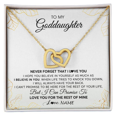 Interlocking Hearts Necklace 18K Yellow Gold Finish | 1 | Personalized To My Goddaughter Necklace From Godmother Never Forget That I Love You Goddaughter Birthday Graduation Christmas Customized Gift Box Message Card | siriusteestore