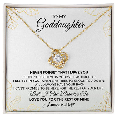 Love Knot Necklace 18K Yellow Gold Finish | 1 | Personalized To My Goddaughter Necklace From Godmother Never Forget That I Love You Goddaughter Birthday Graduation Christmas Customized Gift Box Message Card | siriusteestore