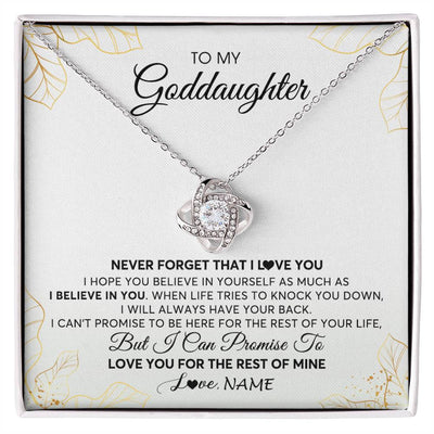 Love Knot Necklace | Personalized To My Goddaughter Necklace From Godmother Never Forget That I Love You Goddaughter Birthday Graduation Christmas Customized Gift Box Message Card | siriusteestore