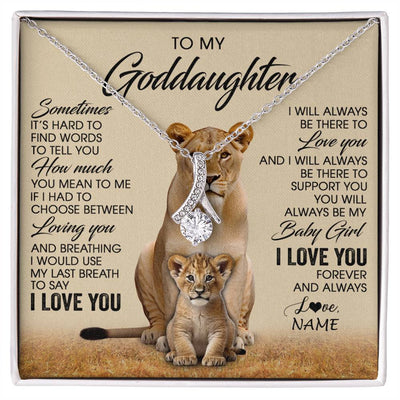 Alluring Beauty Necklace 14K White Gold Finish | 1 | Personalized To My Goddaughter Necklace From Godmother Sometimes It's Hard Lion Goddaughter Gift Birthday Jewelry Christmas Customized Gift Box Message Card | siriusteestore