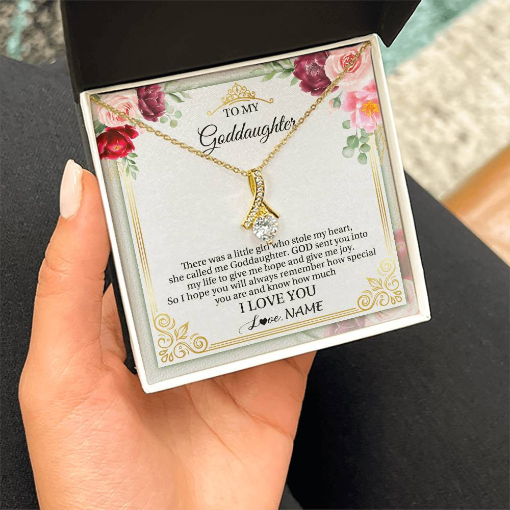 Alluring Beauty Necklace 18K Yellow Gold Finish | 2 | Personalized To My Goddaughter Necklace From Godmother There Was A Little Girl Goddaughter Birthday Gifts Jewelry Christmas Customized Gift Box Message Card | siriusteestore